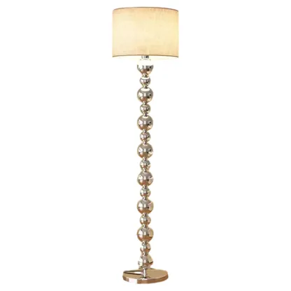 Modern Silver Metal Floor Lamp with Sleek Overlap Bead Design for Bedroom Image - 5