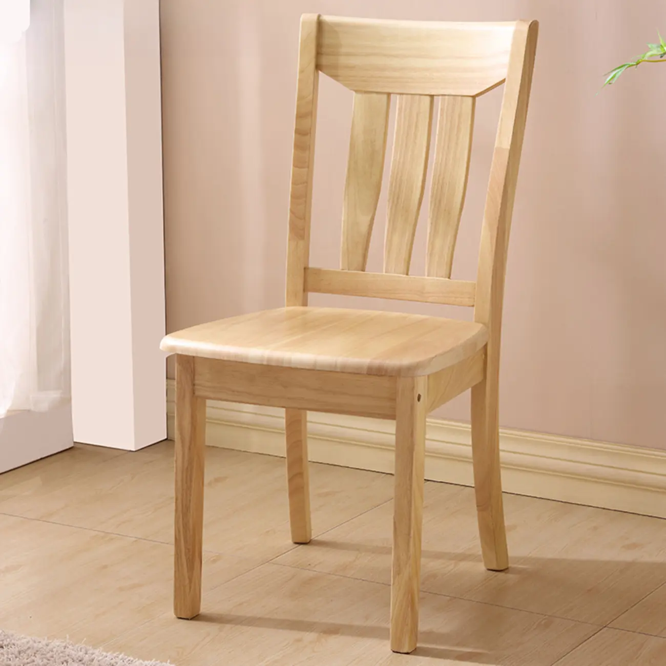Traditional Brown Wood Ladder Back Dining Chair Armless Image - 2 | homeyfad
