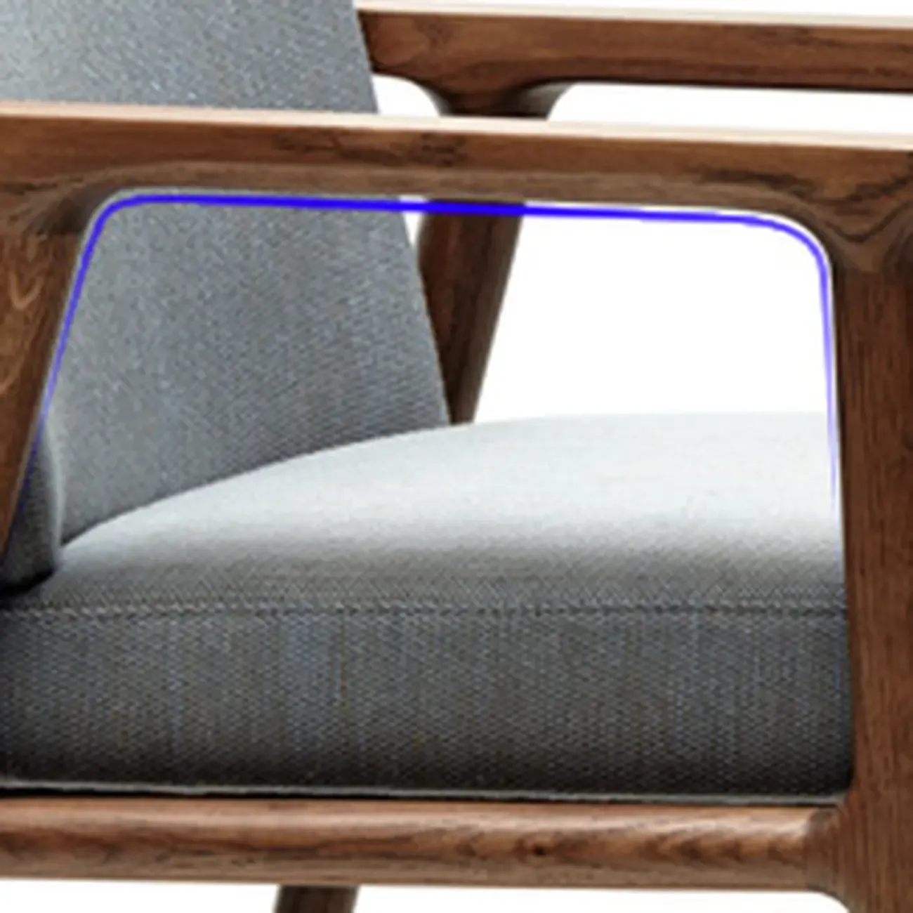 Modern Upholstered Dining Chair Square Shape with Wood Arms Image - 9