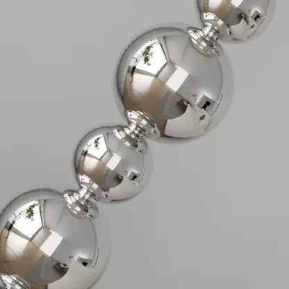 Modern Silver Metal Floor Lamp with Sleek Overlap Bead Design for Bedroom Image - 7