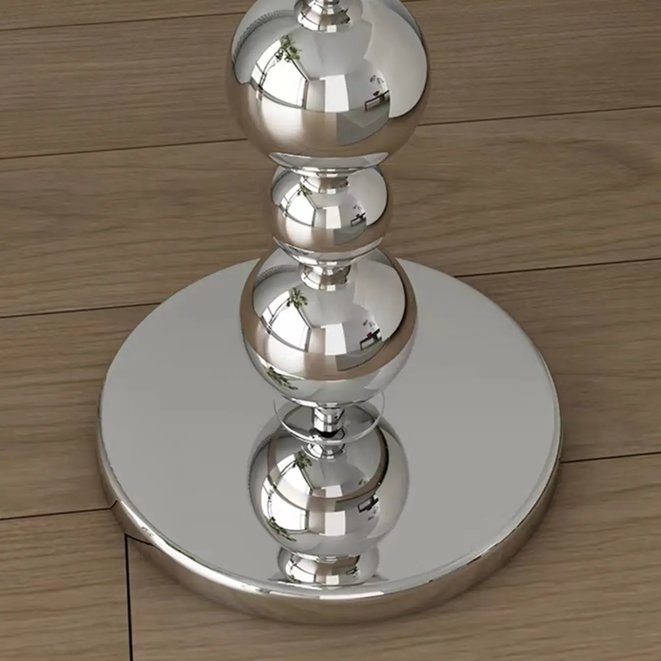 Modern Silver Metal Floor Lamp with Sleek Overlap Bead Design for Bedroom Image - 8 | homeyfad