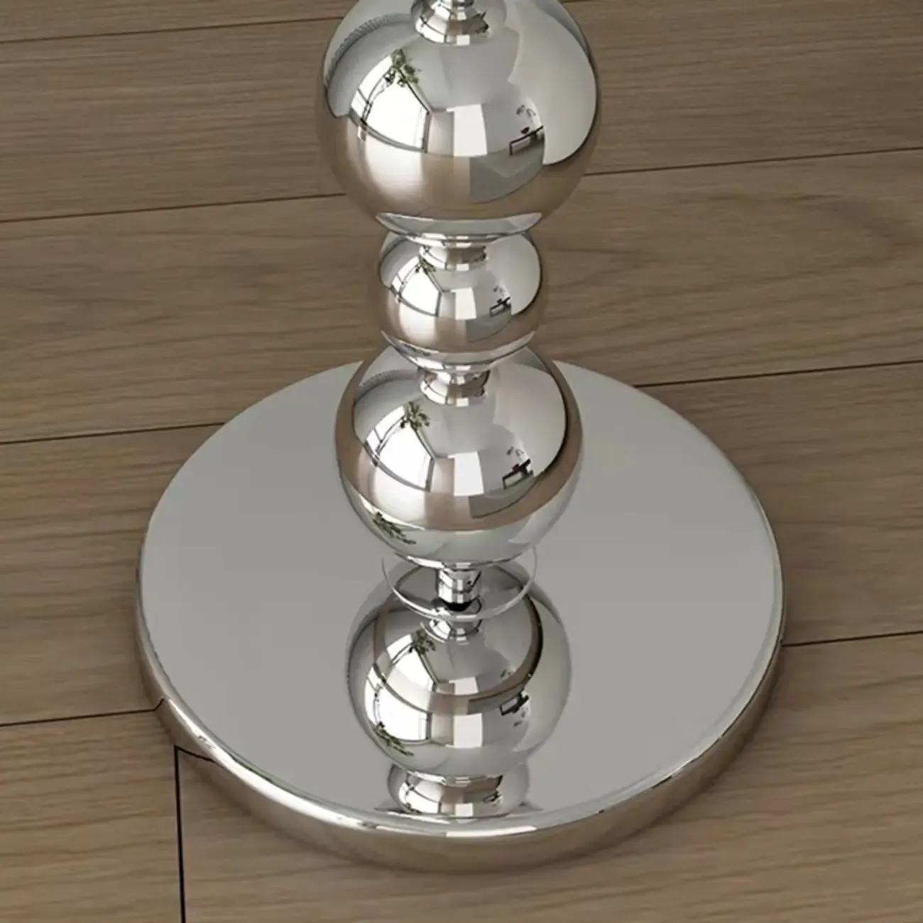 Modern Silver Metal Floor Lamp with Sleek Overlap Bead Design for Bedroom Image - 8