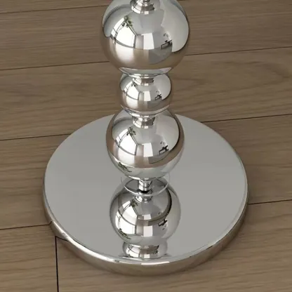 Modern Silver Metal Floor Lamp with Sleek Overlap Bead Design for Bedroom Image - 8