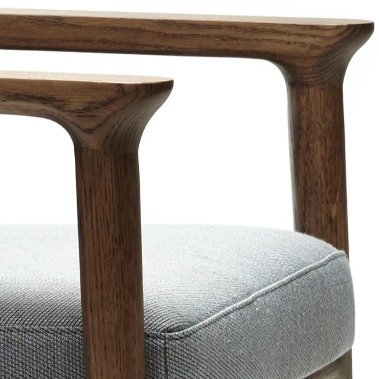 Modern Upholstered Dining Chair Square Shape with Wood Arms Image - 12