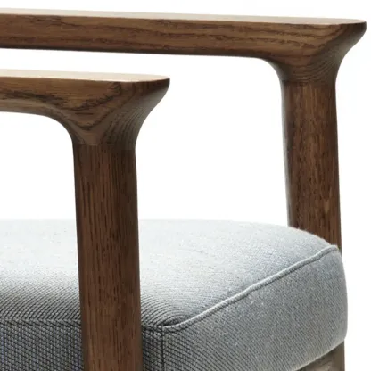 Modern Upholstered Dining Chair Square Shape with Wood Arms Image - 12