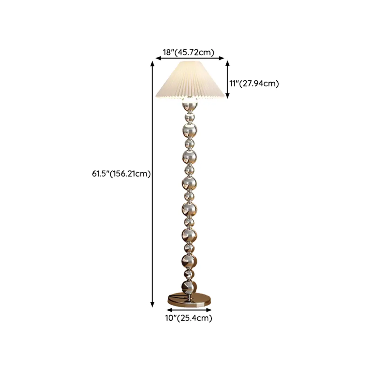 Modern Silver Metal Floor Lamp with Sleek Overlap Bead Design for Bedroom #size | homeyfad
