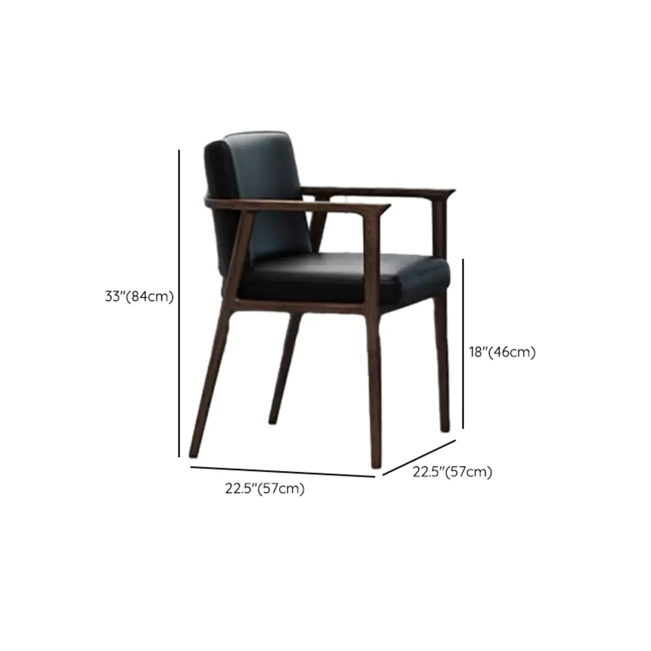 Modern Upholstered Dining Chair Square Shape with Wood Arms Image - 14