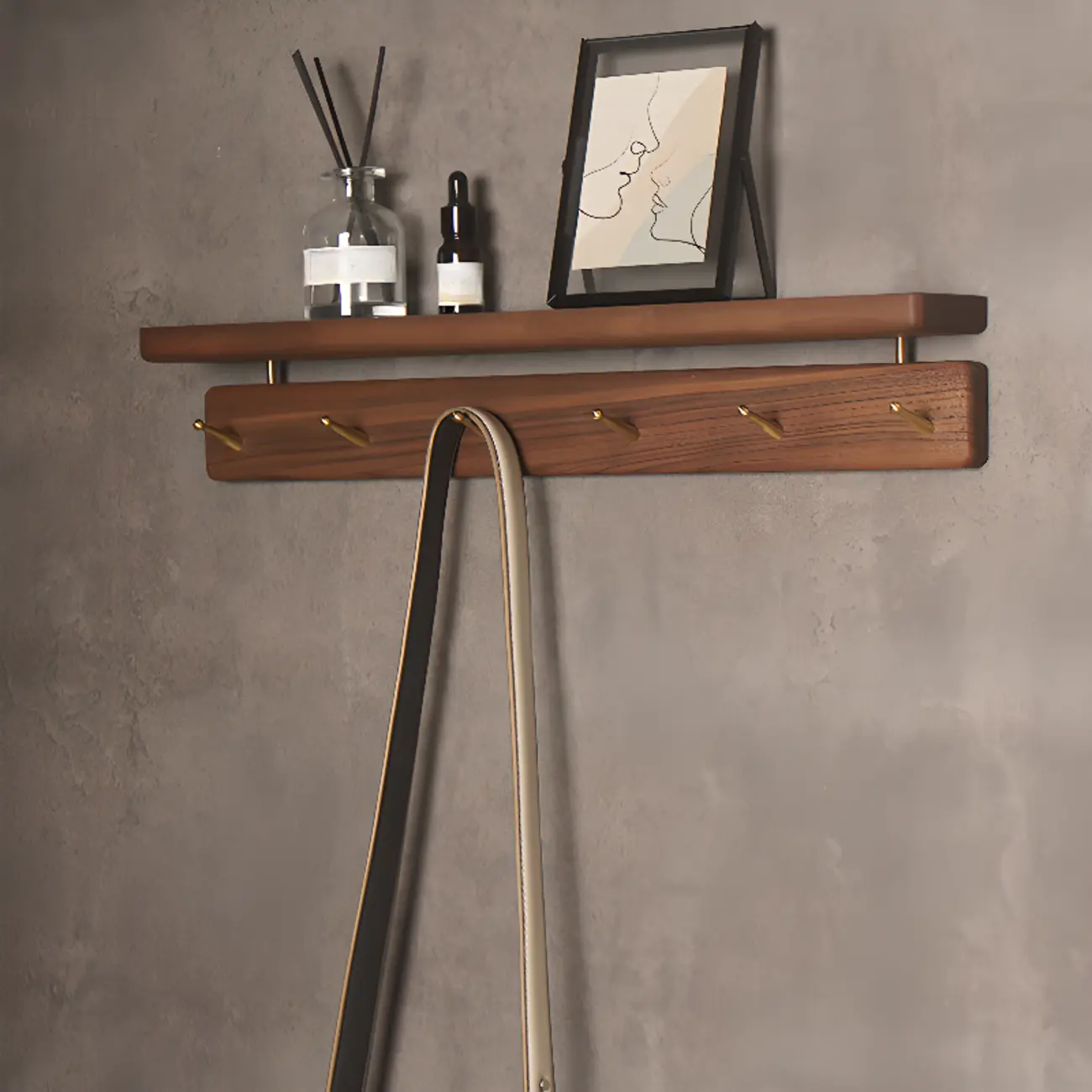 Modern Wooden Wall-Mounted Coat Rack with Shelf Image - 1 | homeyfad