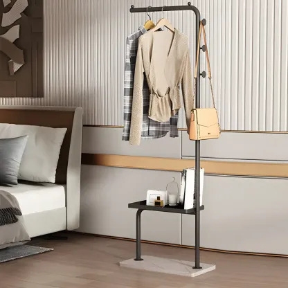 Glam Black Metal Freestanding Coat Rack with Storage Image - 4