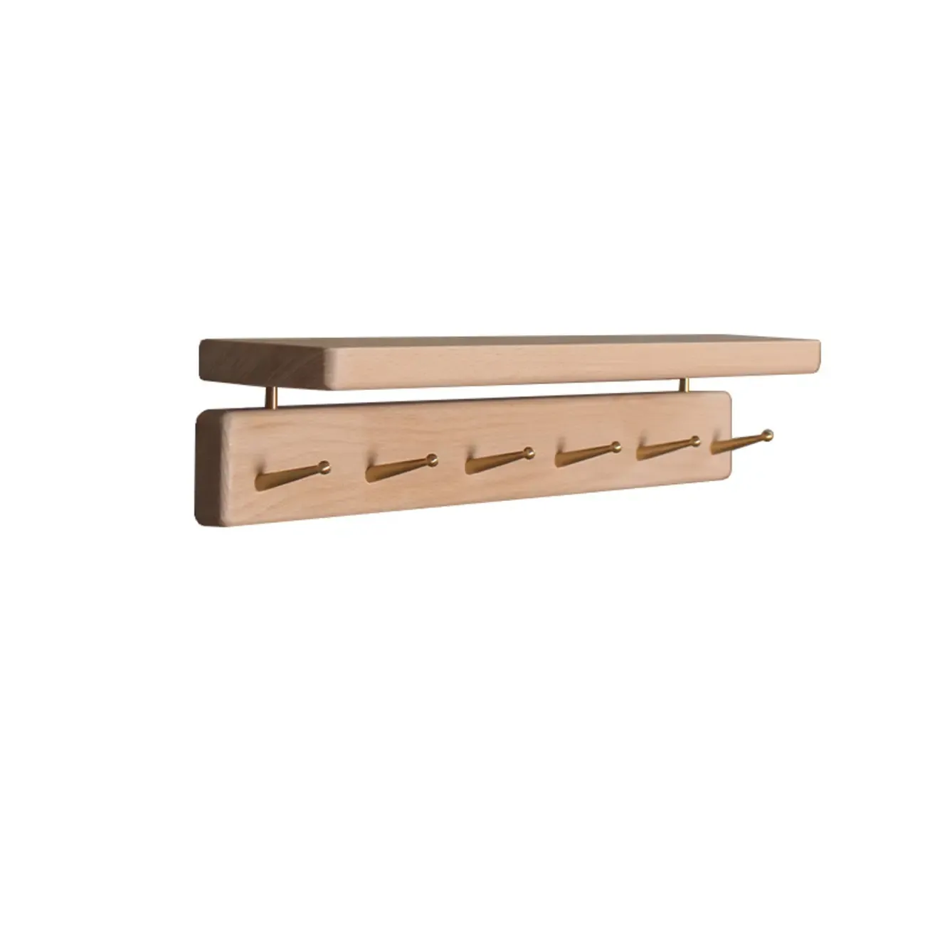 Modern Wooden Wall-Mounted Coat Rack with Shelf Image - 3