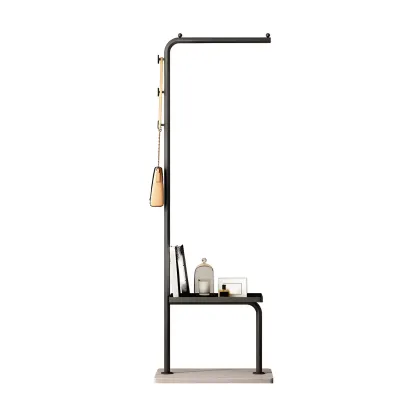 Glam Black Metal Freestanding Coat Rack with Storage Image - 6