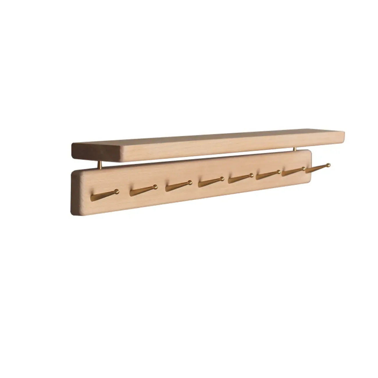 Modern Wooden Wall-Mounted Coat Rack with Shelf Image - 5