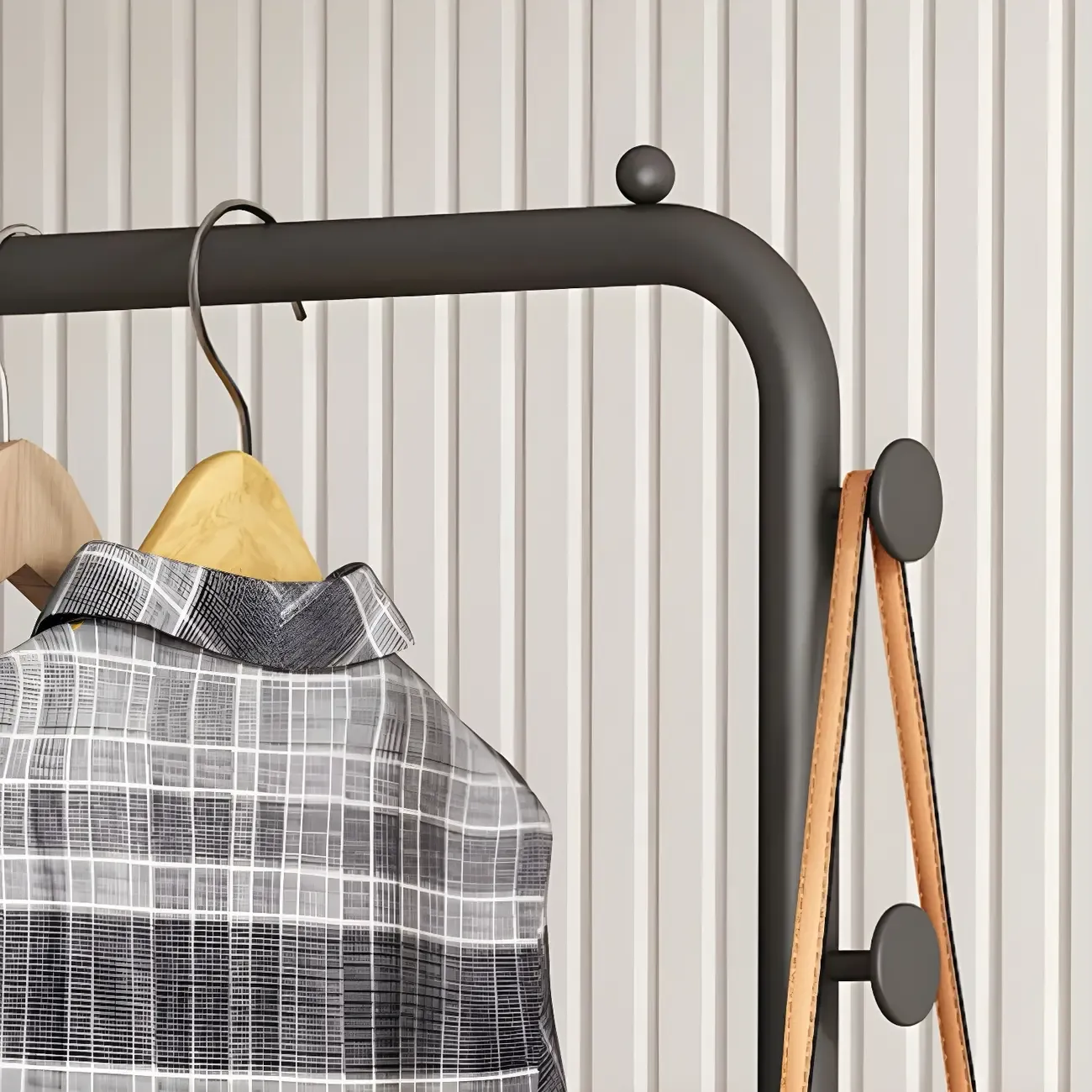 Glam Black Metal Freestanding Coat Rack with Storage Image - 9