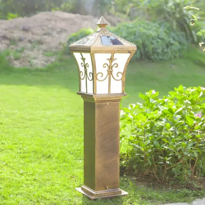 LED Rustic Metal Gold Bollard Lighting for Courtyard Path Image - 1