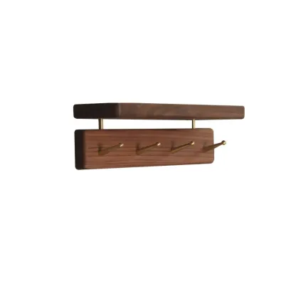 Modern Wooden Wall-Mounted Coat Rack with Shelf Image - 7