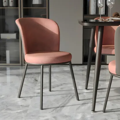 Contemporary Pink Cotton Upholstered Dining Chair Image - 1