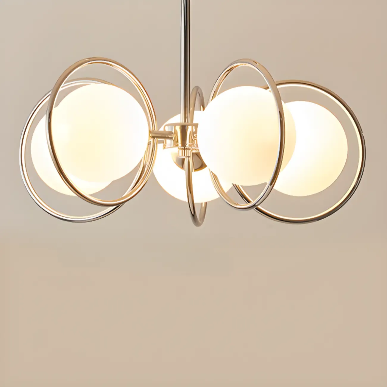 Modern LED Globe Chandelier with Circular Glass Design Image - 7