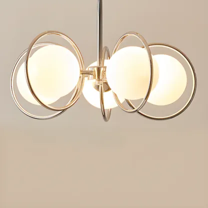 Modern LED Globe Chandelier with Circular Glass Design Image - 7