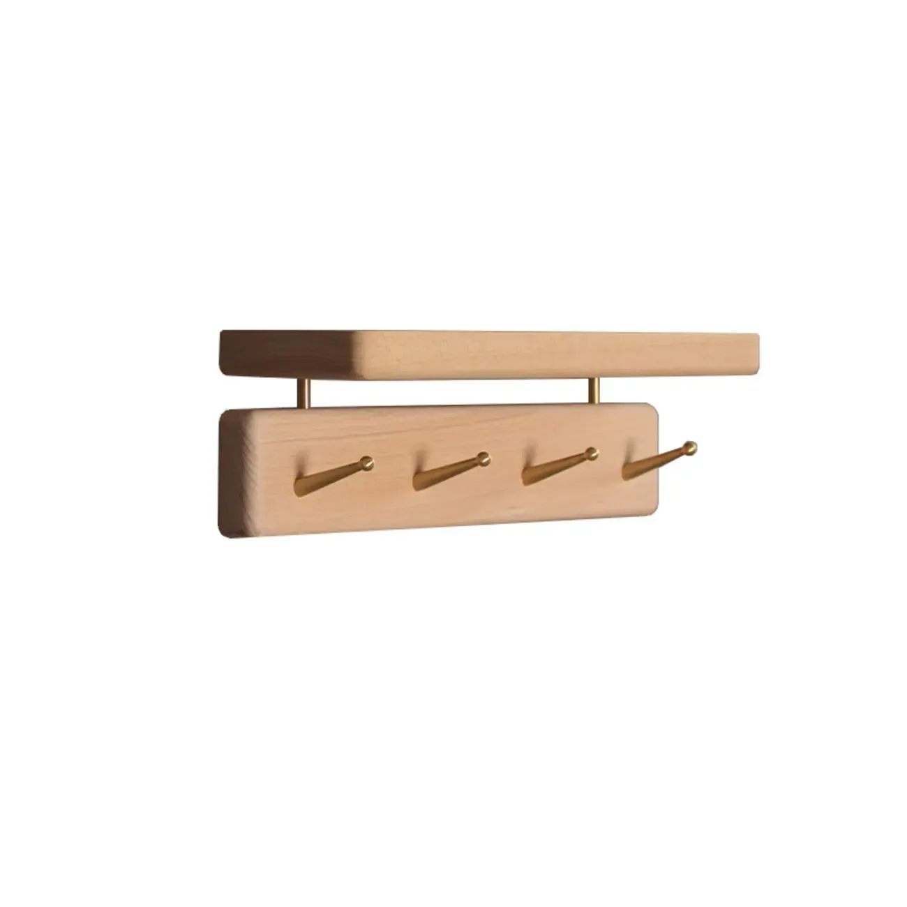 Modern Wooden Wall-Mounted Coat Rack with Shelf Image - 9