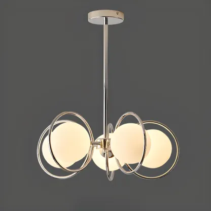 Modern LED Globe Chandelier with Circular Glass Design Image - 8