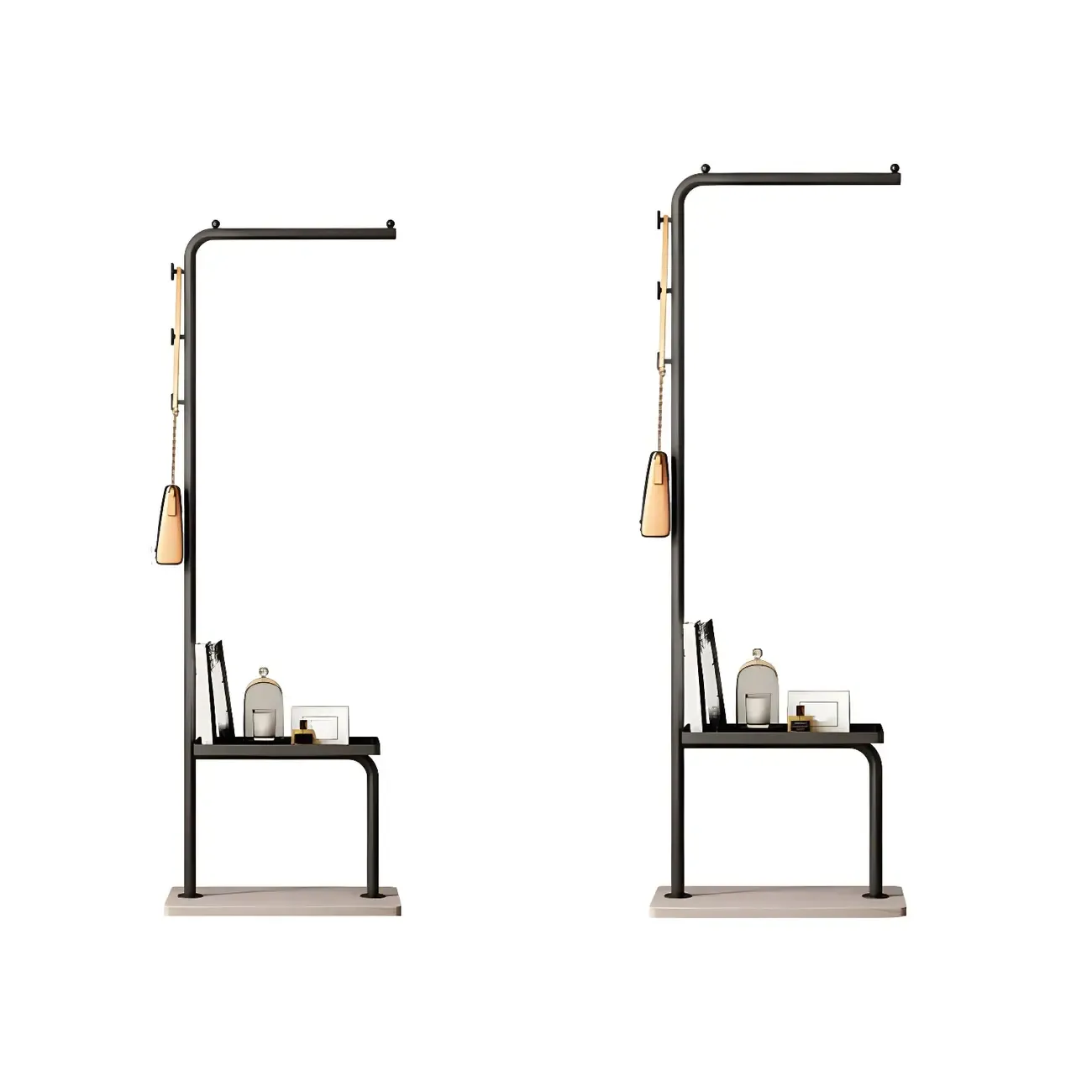 Glam Black Metal Freestanding Coat Rack with Storage Image - 11