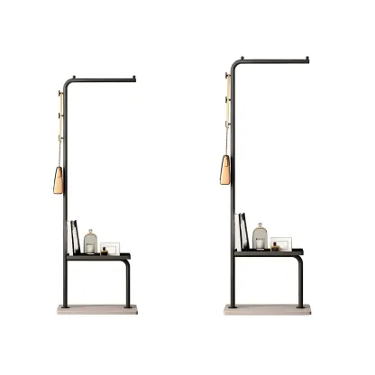 Glam Black Metal Freestanding Coat Rack with Storage Image - 11