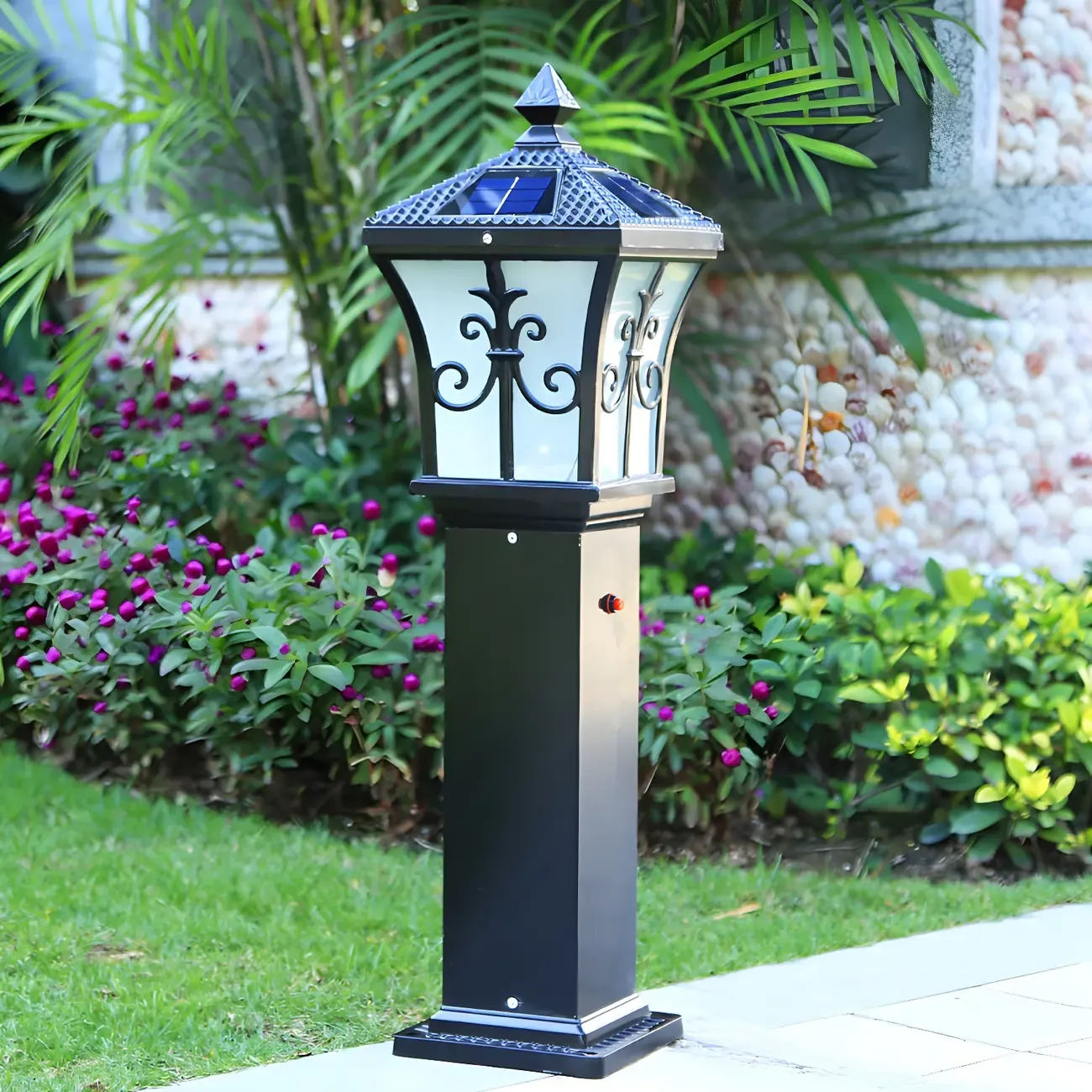 LED Rustic Metal Gold Bollard Lighting for Courtyard Path Image - 3