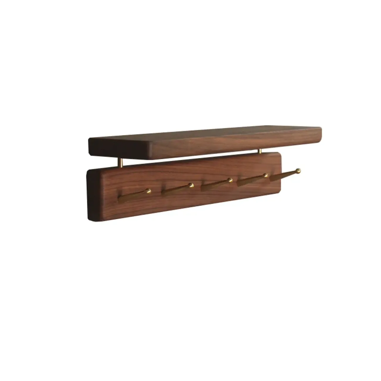 Modern Wooden Wall-Mounted Coat Rack with Shelf Image - 10