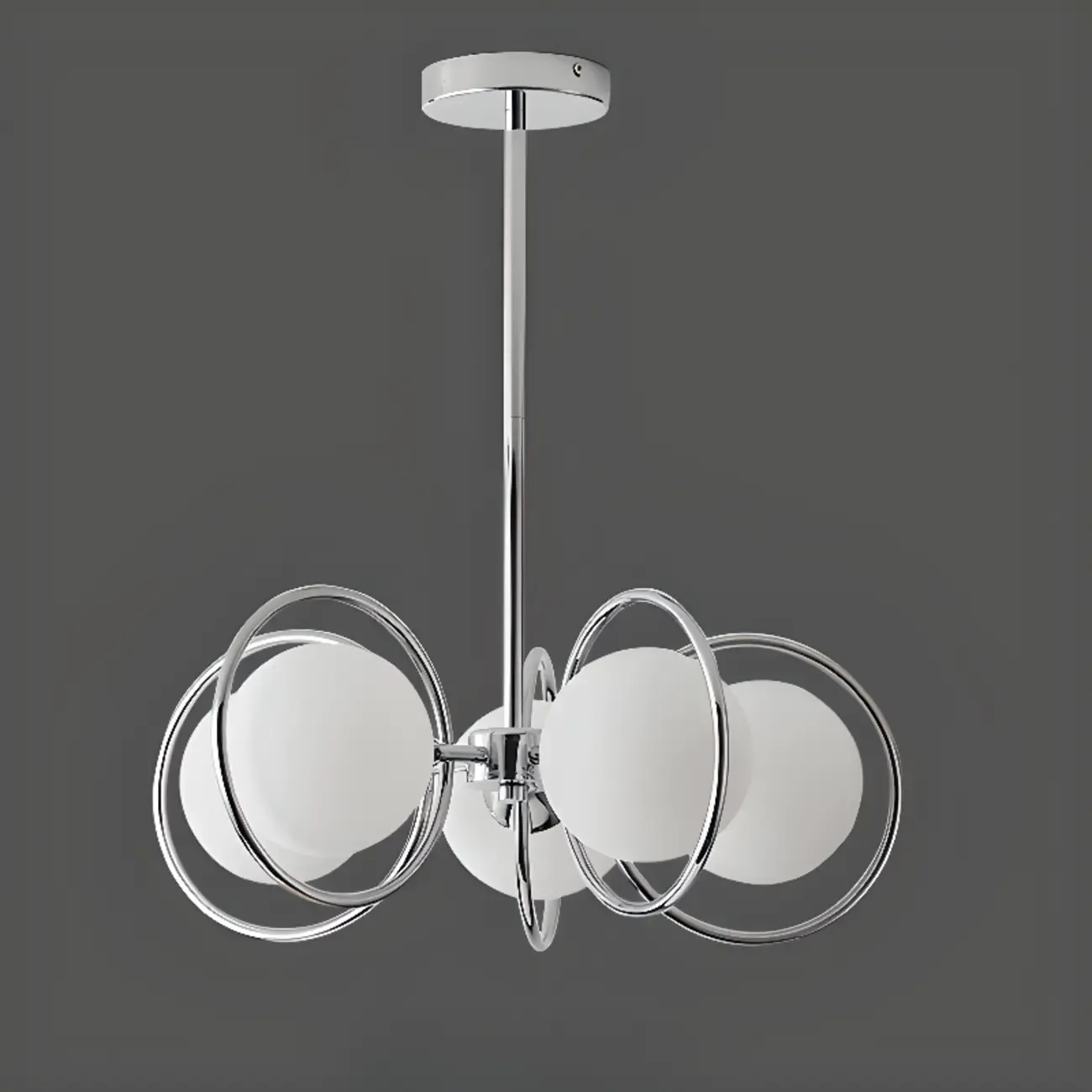 Modern LED Globe Chandelier with Circular Glass Design Image - 9