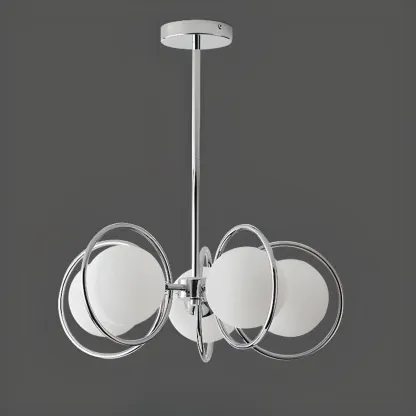 Modern LED Globe Chandelier with Circular Glass Design Image - 9