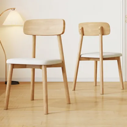 Nordic Armless Wooden Upholstered Open Back Dining Chair Image - 1