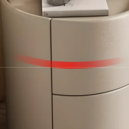 Simplistic Cylindrical Bedside Table with 2 Drawers Image - 16