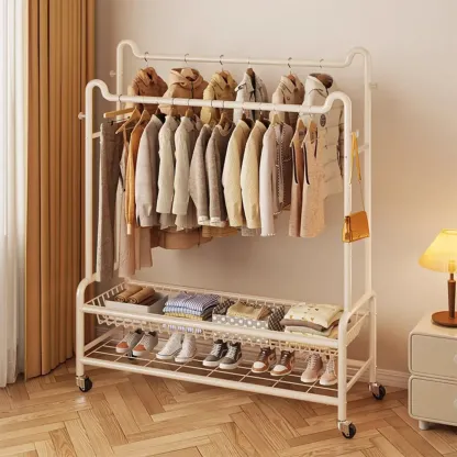 Modern Metal Coat Rack with Storage and Shelves Image - 1