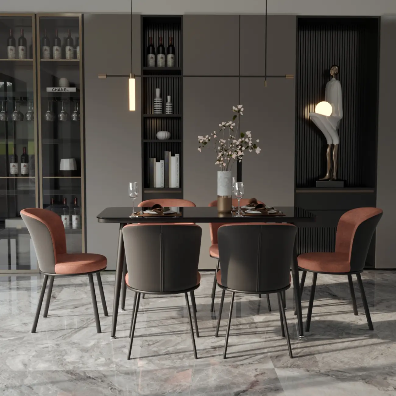 Contemporary Pink Cotton Upholstered Dining Chair Image - 3 | homeyfad
