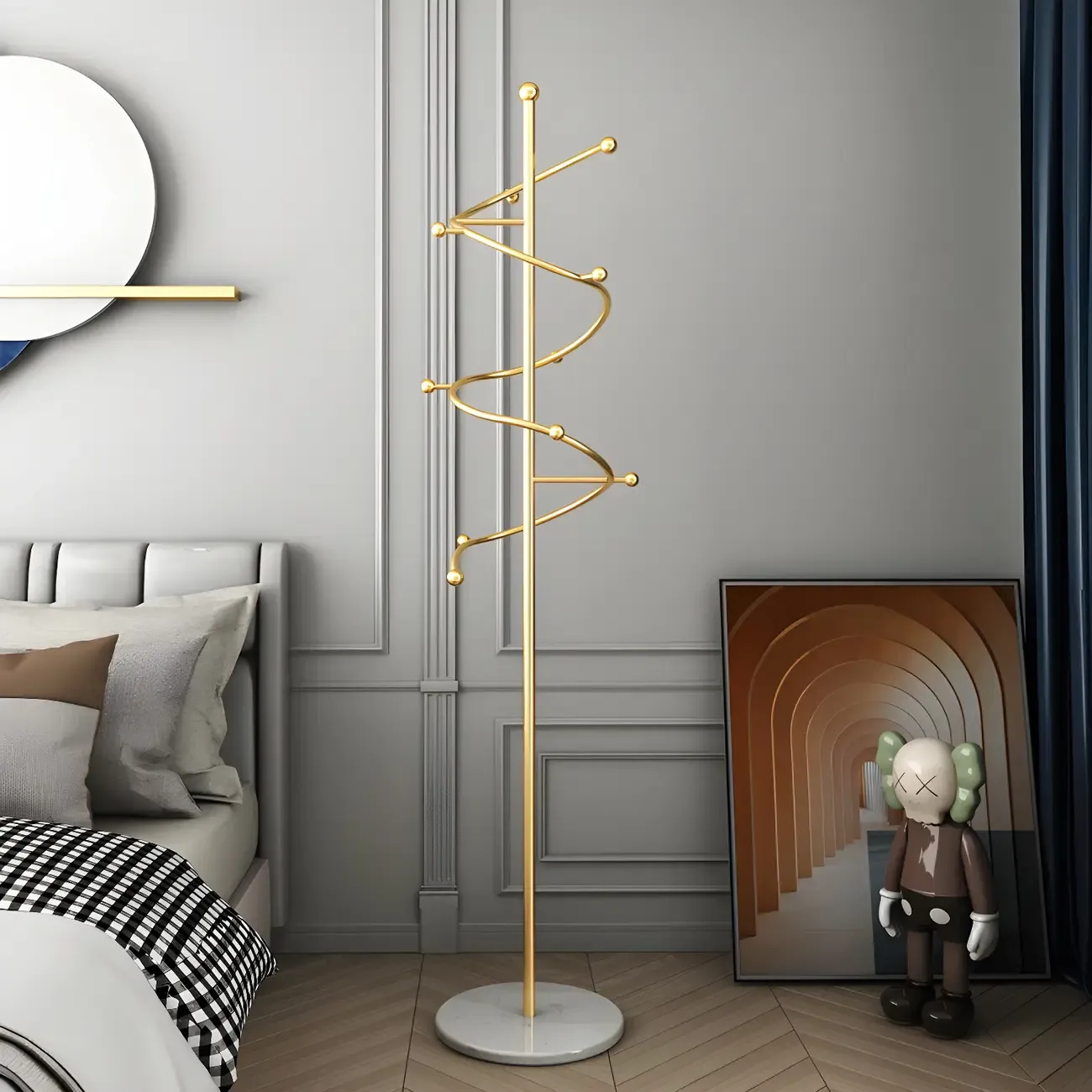 Modern Metal Spiraled Freestanding Coat Rack Image - 1