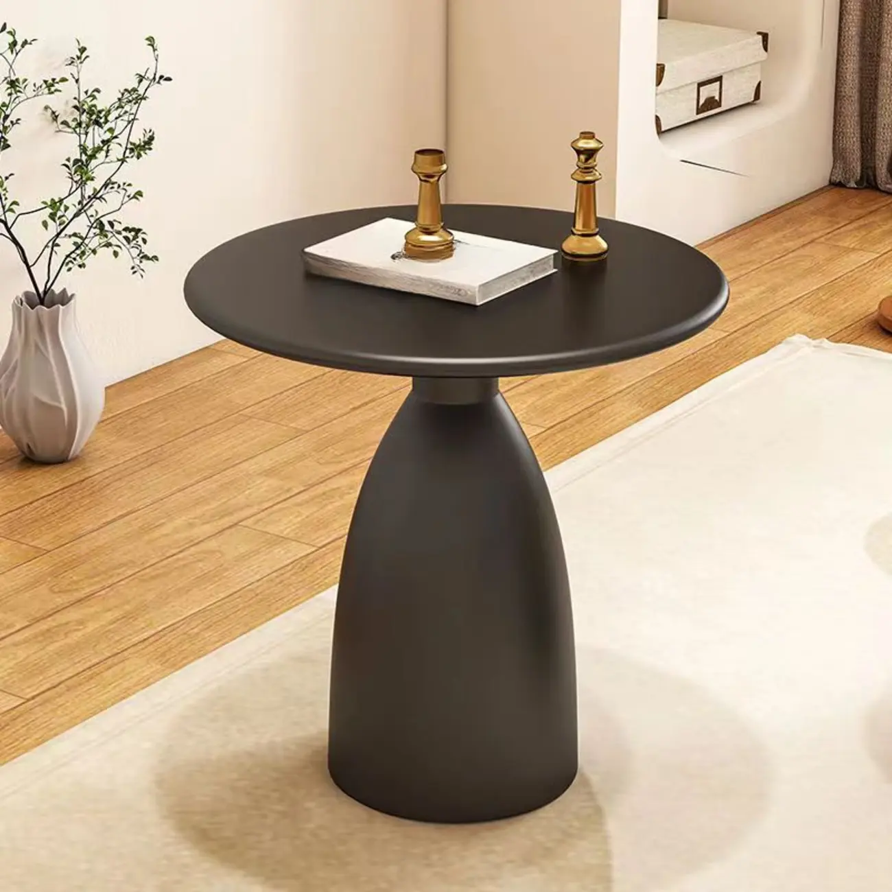  Minimalist Black Metal Round Side Table for Living Room Image - 1 | homeyfad