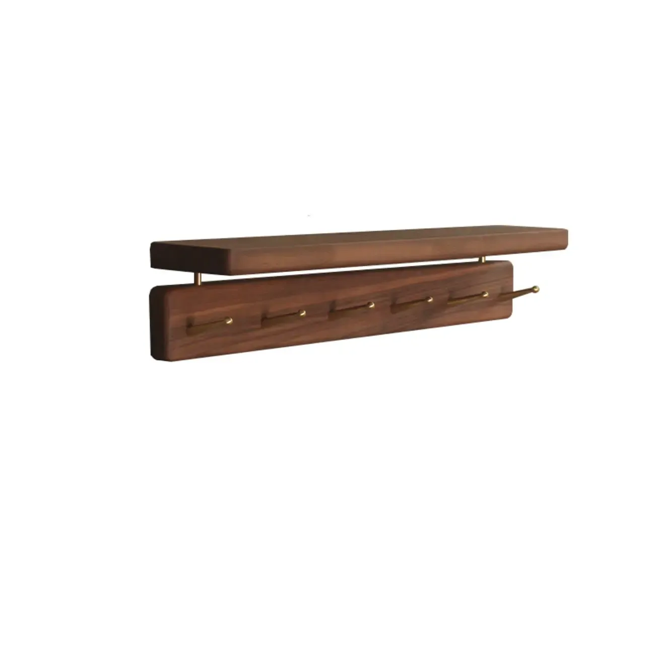 Modern Wooden Wall-Mounted Coat Rack with Shelf Image - 11