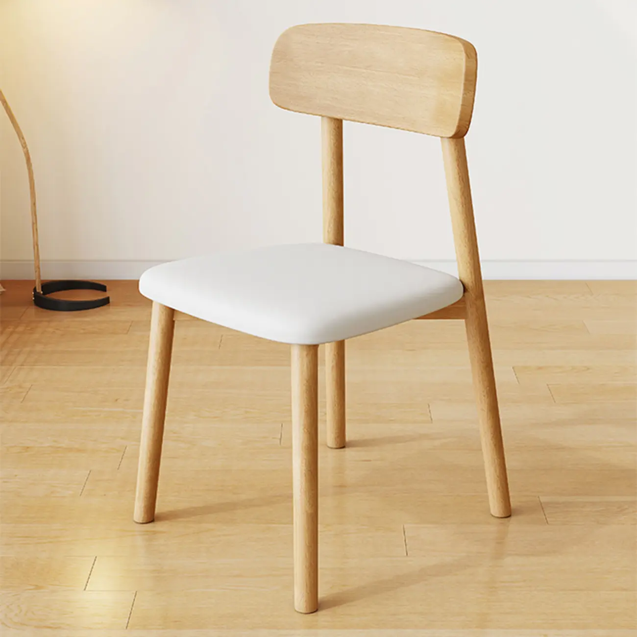 Nordic Armless Wooden Upholstered Open Back Dining Chair Image - 2 | homeyfad