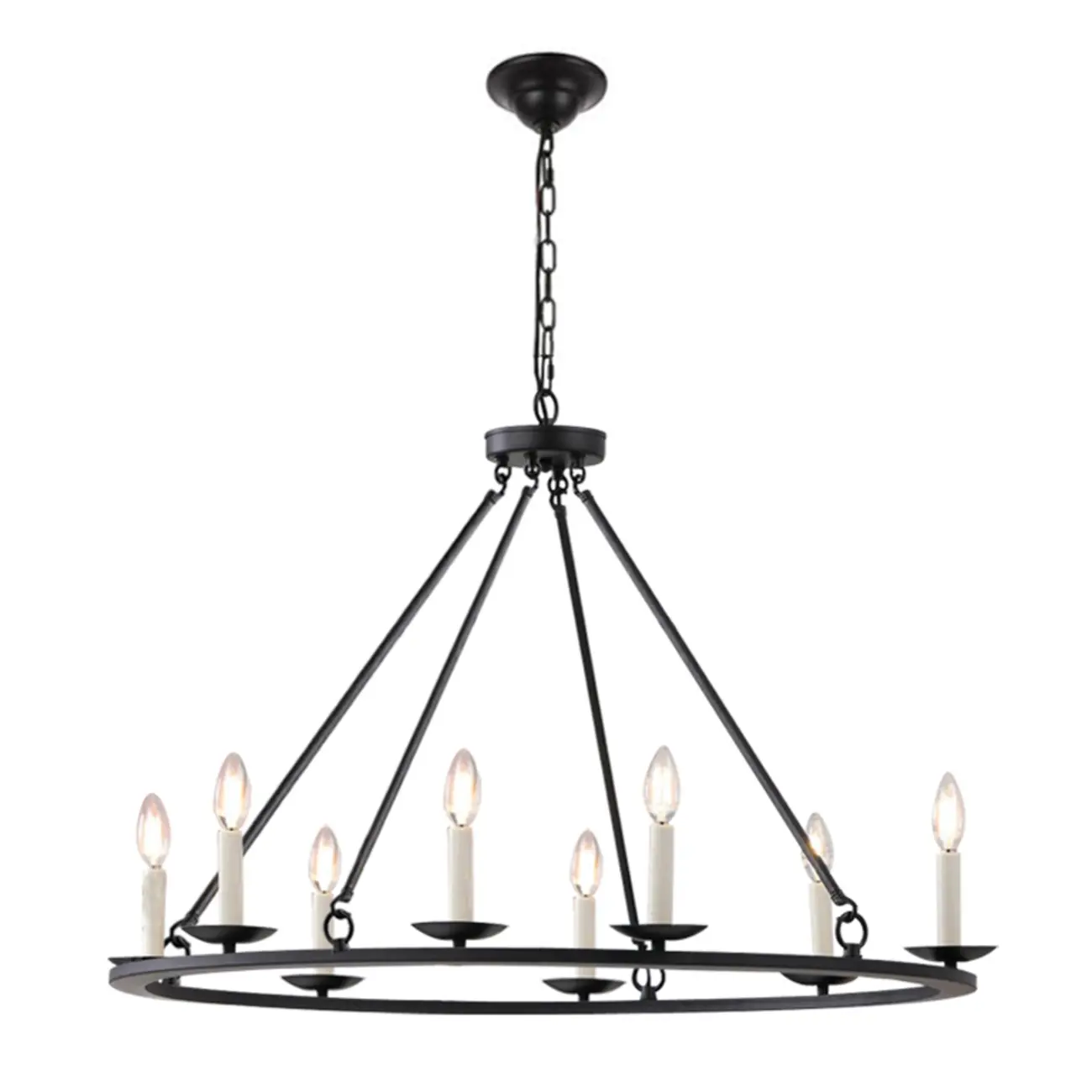 Black Iron Industrial Candle Chandelier for Dining Room Image - 5 | homeyfad