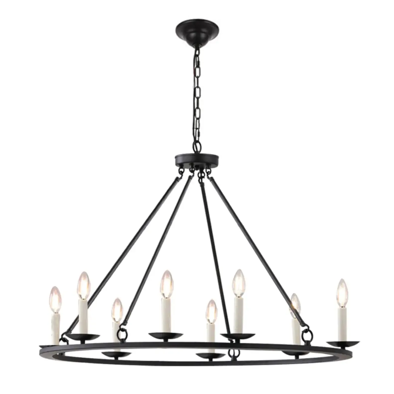 Black Iron Industrial Candle Chandelier for Dining Room Image - 5