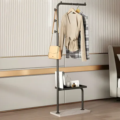 Glam Black Metal Freestanding Coat Rack with Storage Image - 13
