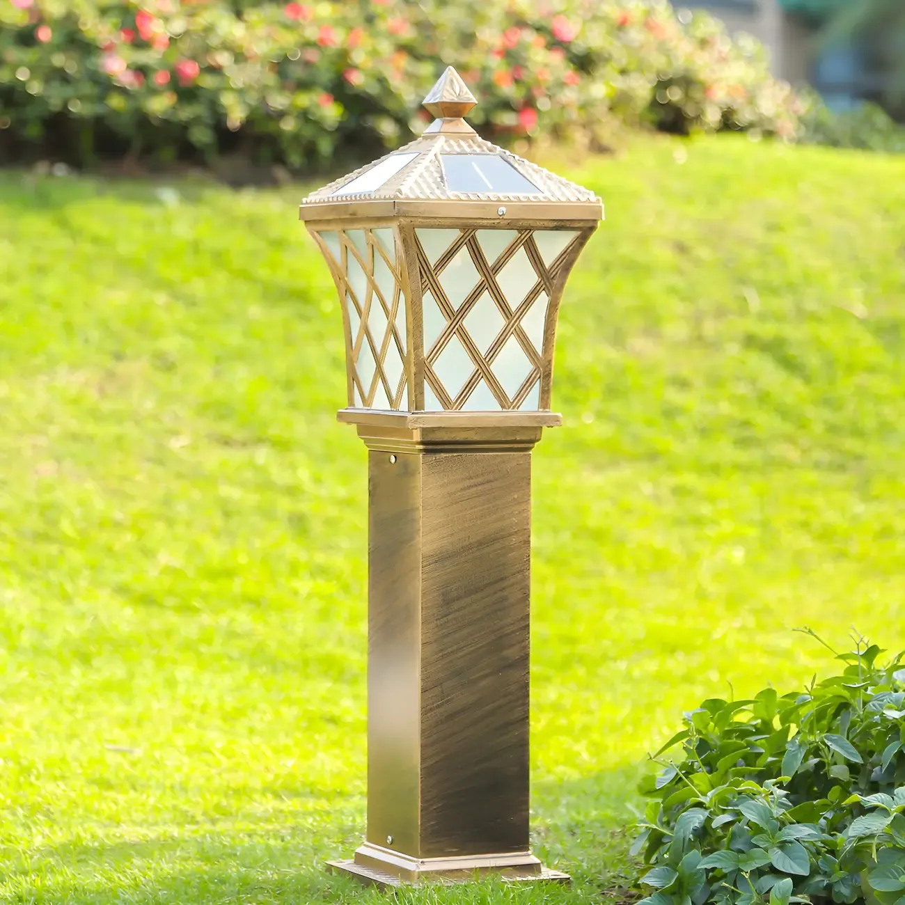 LED Rustic Metal Gold Bollard Lighting for Courtyard Path Image - 5