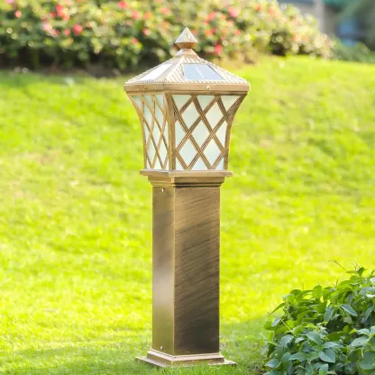 LED Rustic Metal Gold Bollard Lighting for Courtyard Path Image - 5
