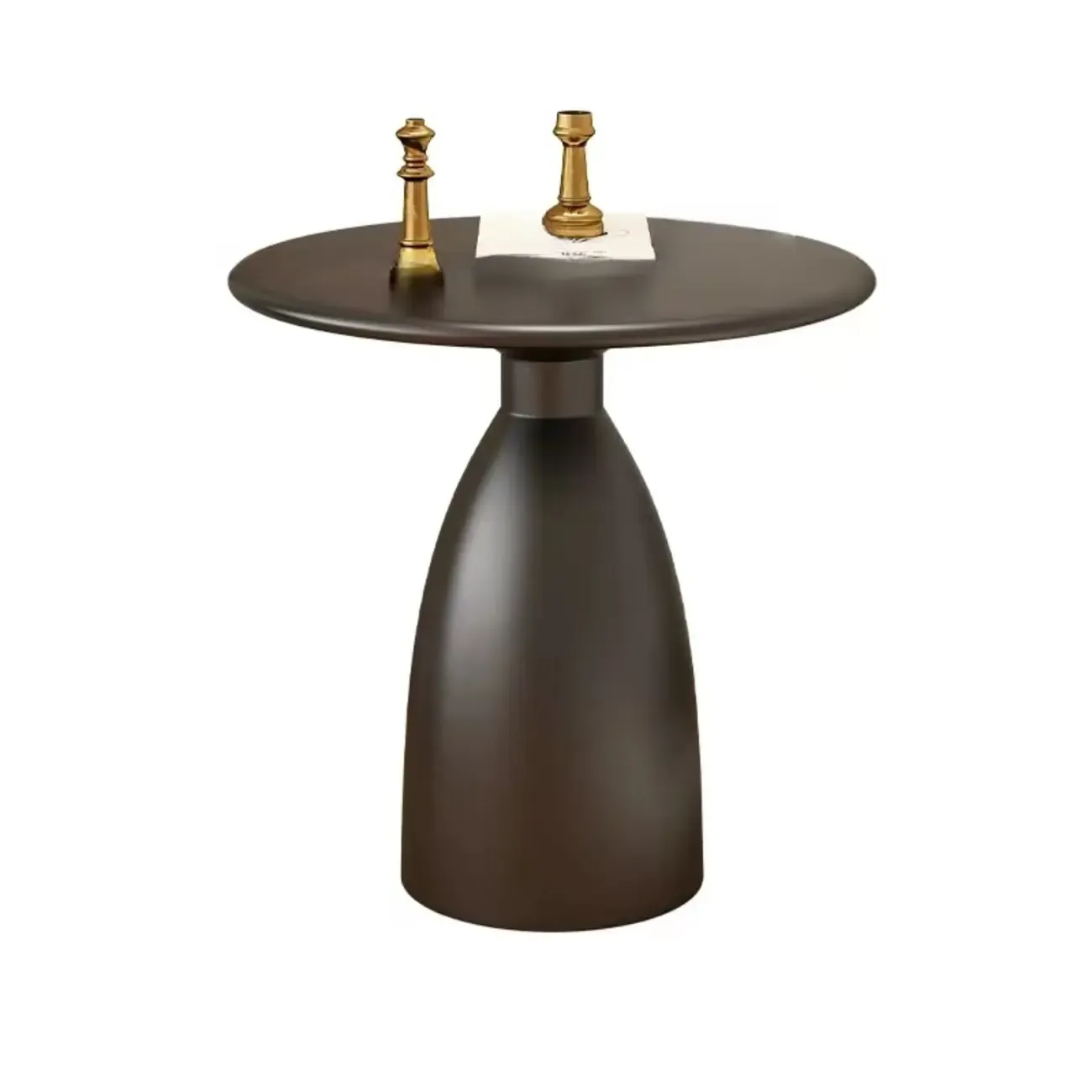  Minimalist Black Metal Round Side Table for Living Room Image - 2