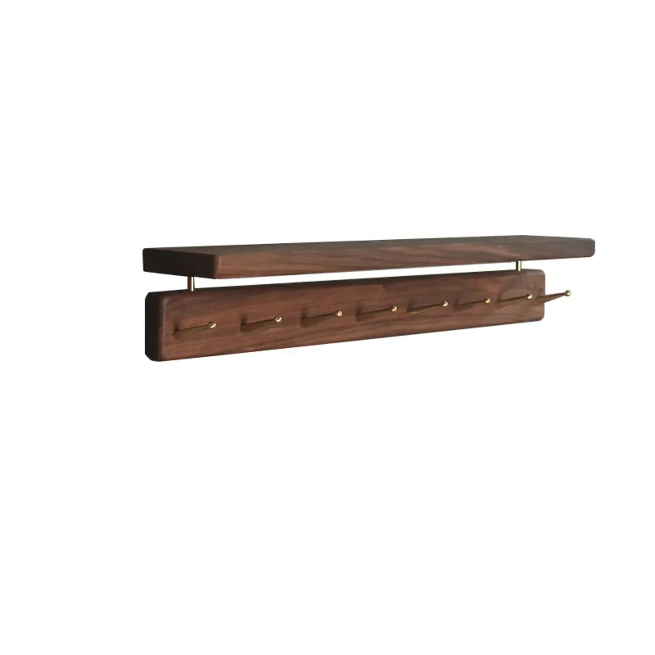 Modern Wooden Wall-Mounted Coat Rack with Shelf Image - 12