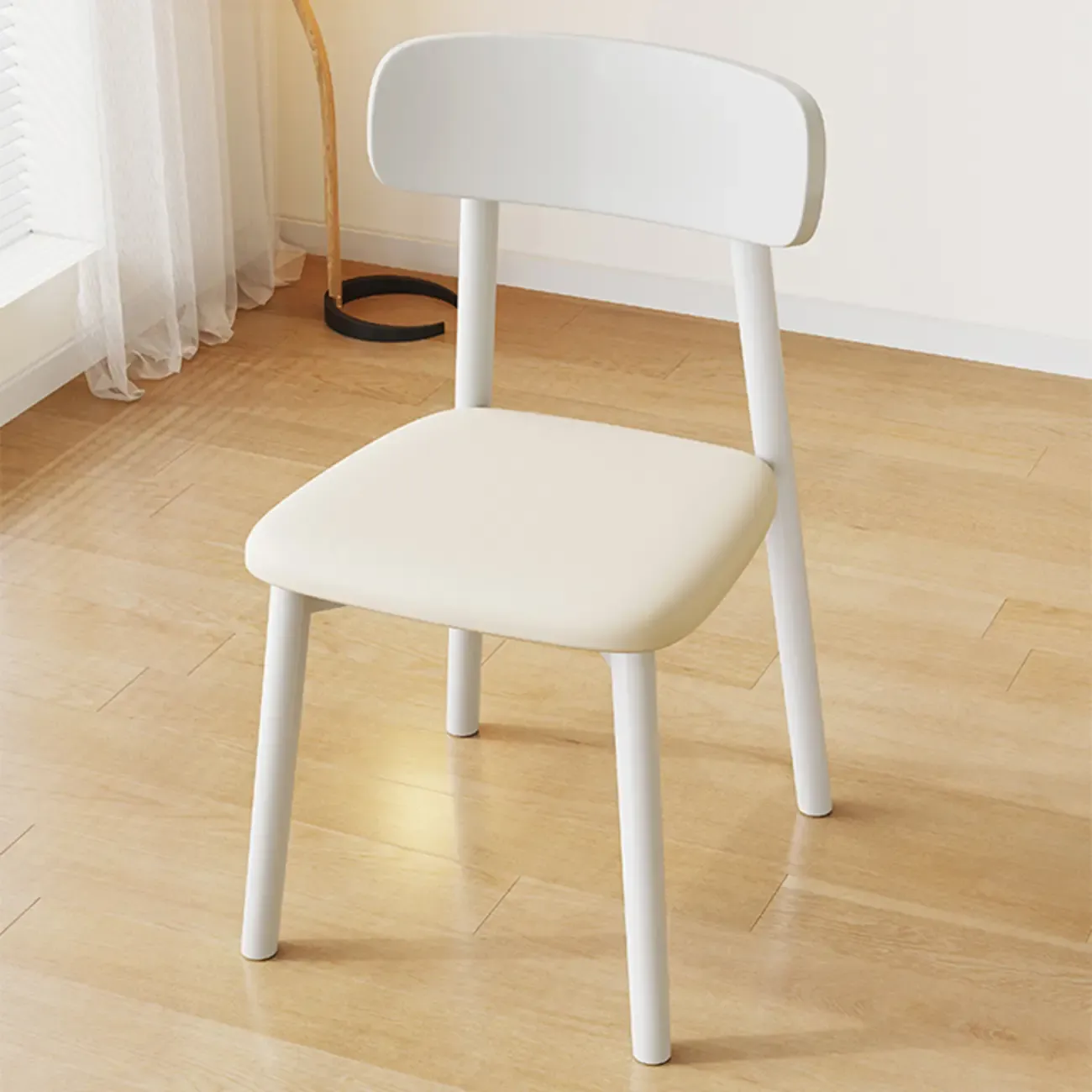 Nordic Armless Wooden Upholstered Open Back Dining Chair Image - 3