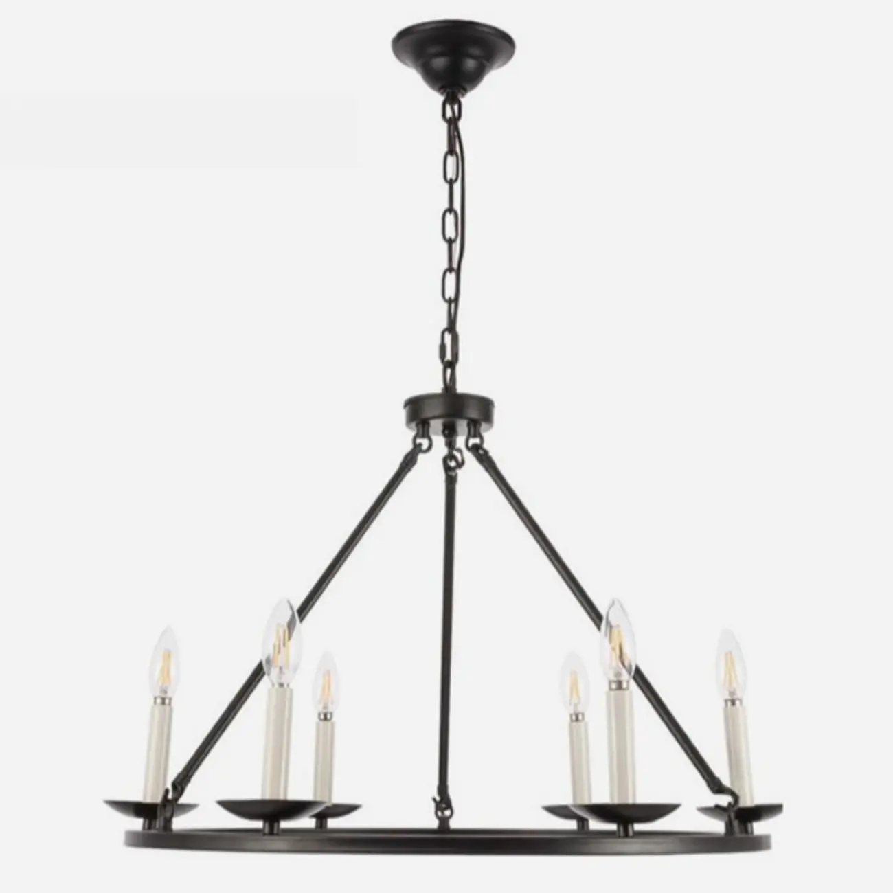 Black Iron Industrial Candle Chandelier for Dining Room Image - 6 | homeyfad