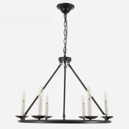 Black Iron Industrial Candle Chandelier for Dining Room Image - 6