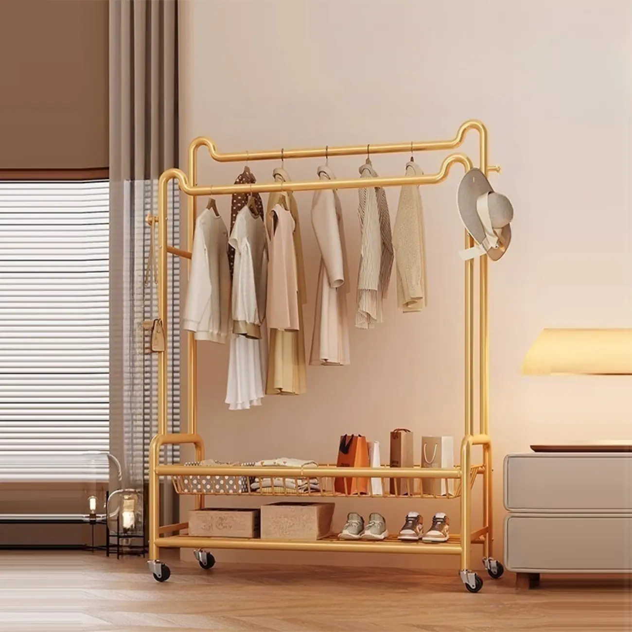 Modern Metal Coat Rack with Storage and Shelves Image - 3 | homeyfad