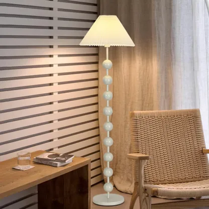 Adjustable Stacked Ball Floor Lamp with Fabric Shade Image - 7